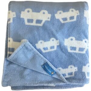 Tiddliwinks Blue White Car Baby Blanket htf Lovey Security‎ Fleece Boy
